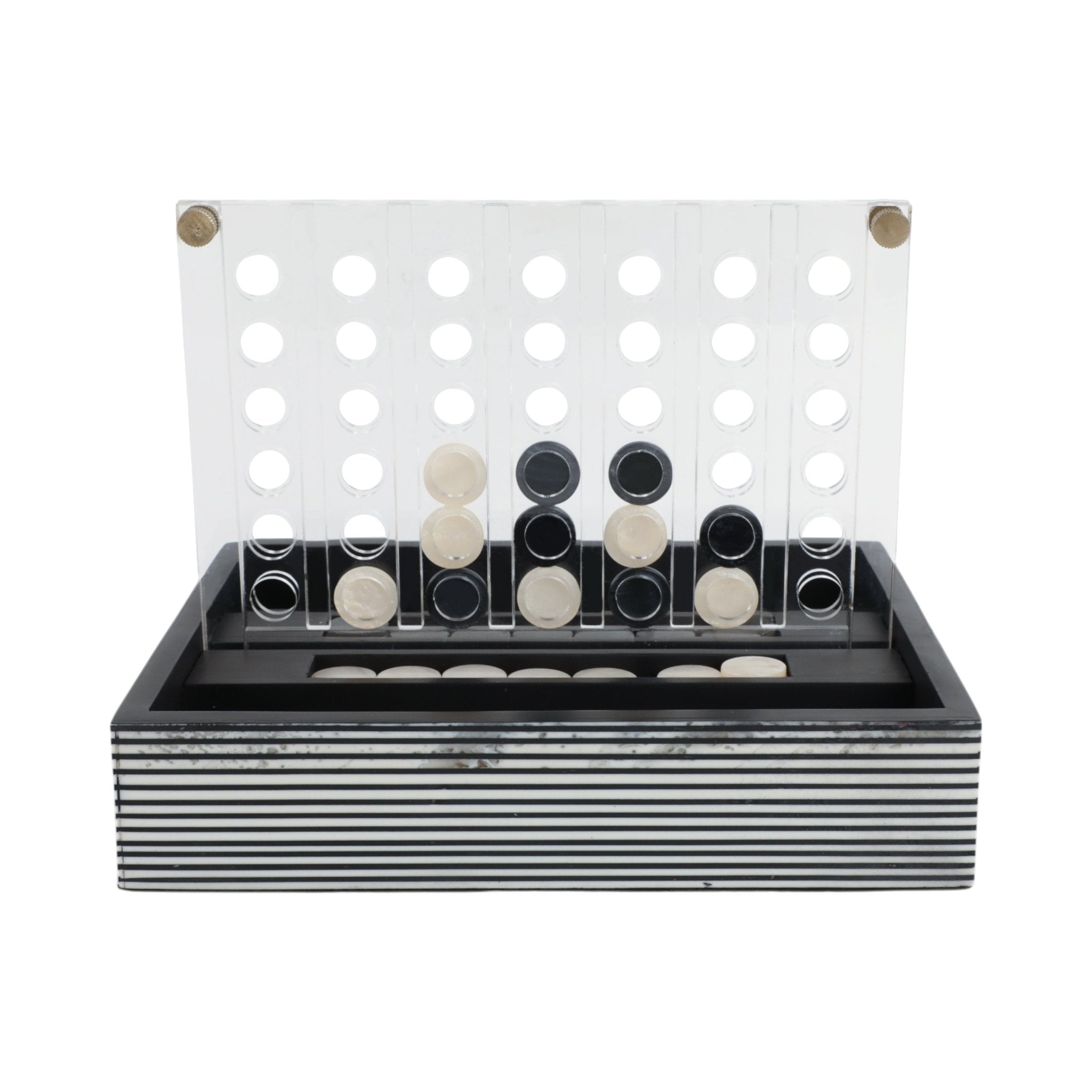10" OXFORD BLACK AND WHITE 4-IN-A-ROW GAME Table Decors| Sagebrook Home