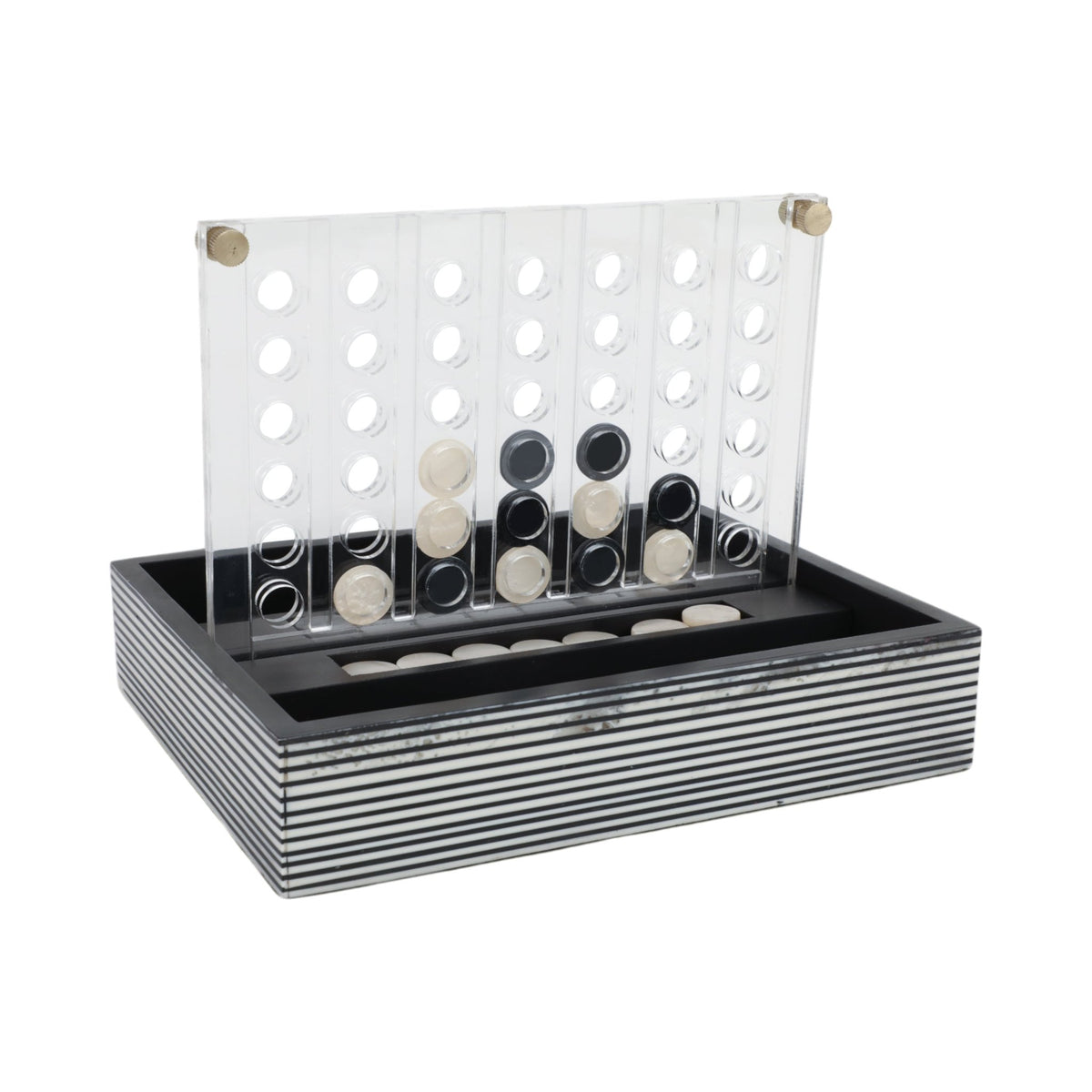 10" OXFORD BLACK AND WHITE 4-IN-A-ROW GAME Table Decors| Sagebrook Home