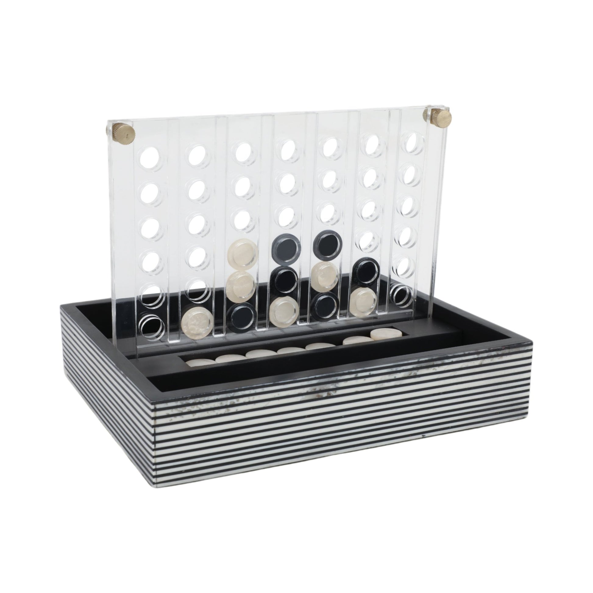 10" OXFORD BLACK AND WHITE 4-IN-A-ROW GAME Table Decors| Sagebrook Home