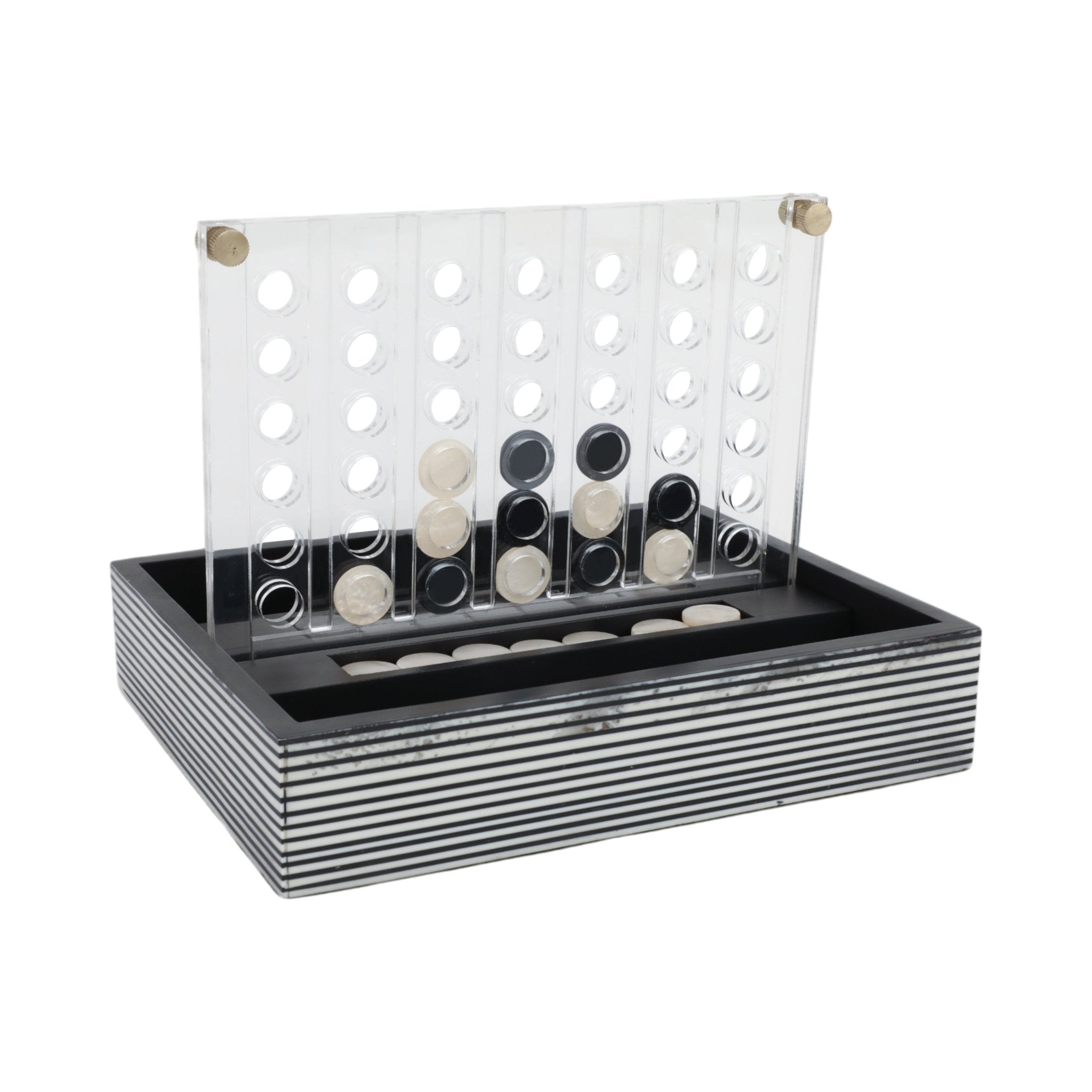 10" OXFORD BLACK AND WHITE 4-IN-A-ROW GAME Table Decors| Sagebrook Home