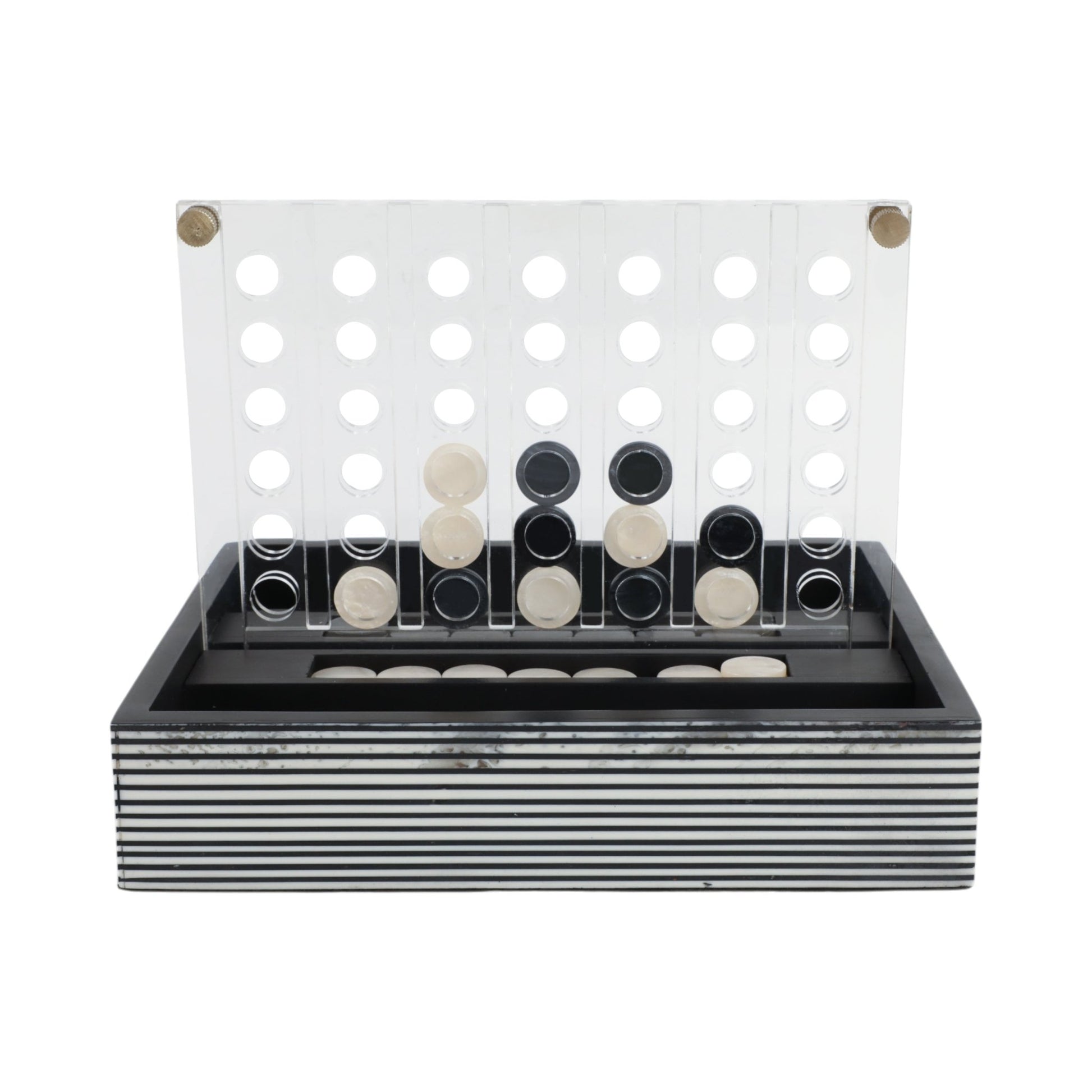 10" OXFORD BLACK AND WHITE 4-IN-A-ROW GAME Table Decors| Sagebrook Home