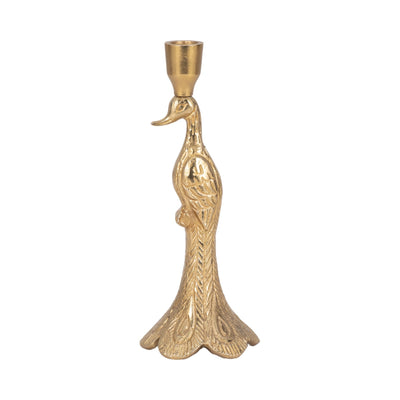 10" Peacock Taper Candle Holder, Gold - Al Rugaib Furniture