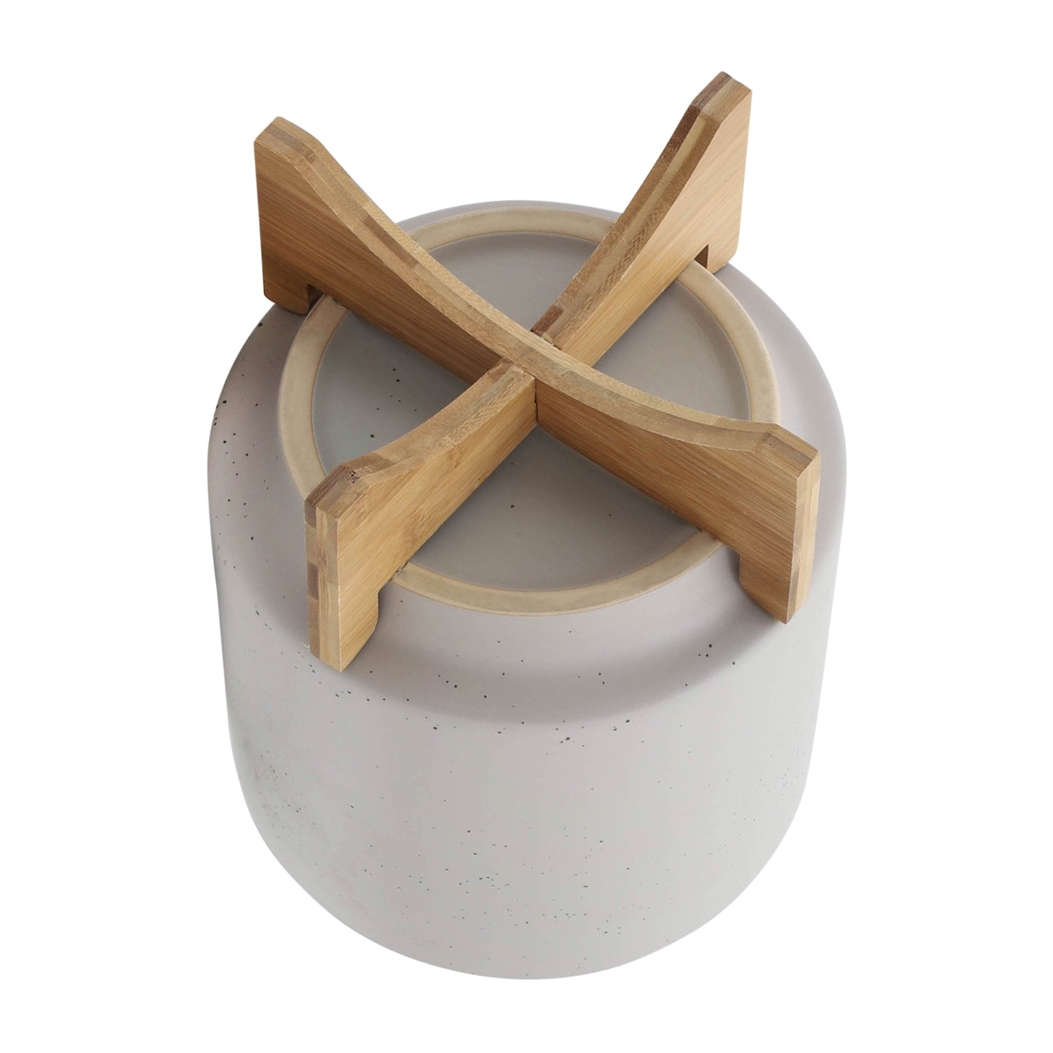 10" PLANTER W/ WOOD STAND, MATTE BEIGE Outdoor Planters| Sagebrook Home