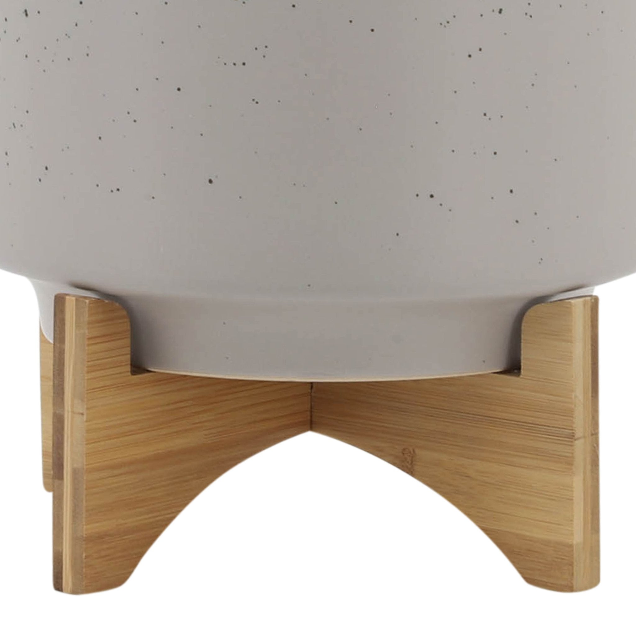 10" PLANTER W/ WOOD STAND, MATTE BEIGE Outdoor Planters| Sagebrook Home
