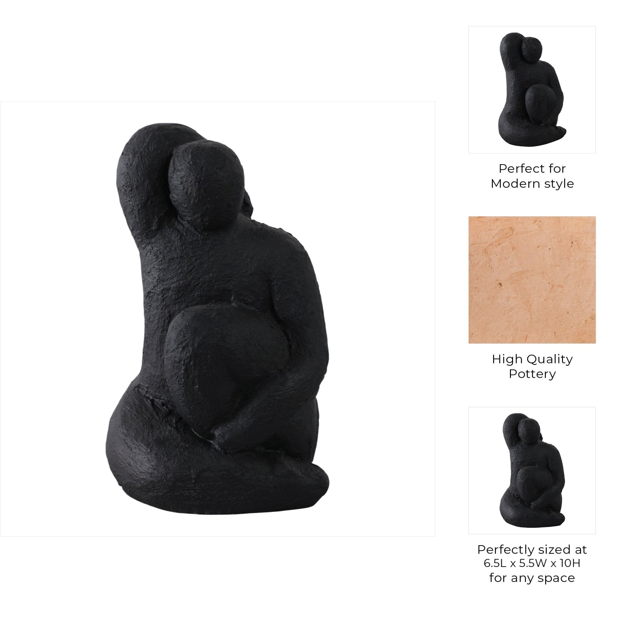 10" Raised Arm Posing Figure, Black Table Decors| Sagebrook Home