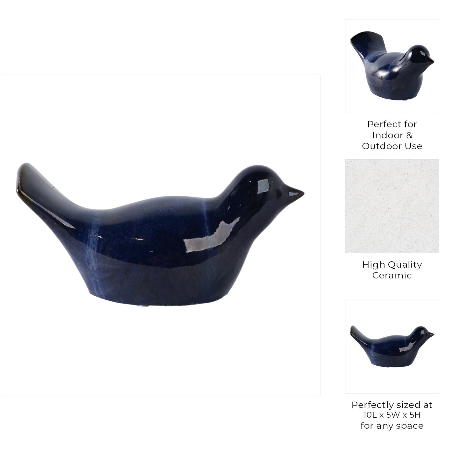 10" Reactive Finish Bird, Blue Planter| Sagebrook Home