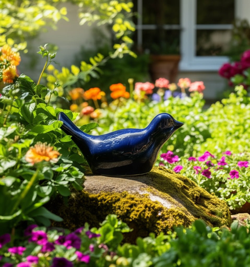 10" Reactive Finish Bird, Blue Planter| Sagebrook Home
