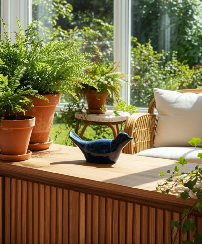 10" Reactive Finish Bird, Blue Planter| Sagebrook Home