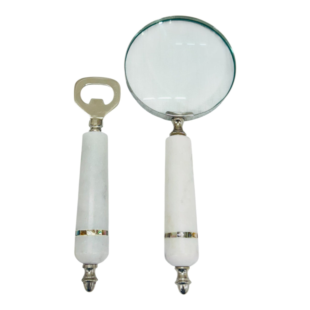 10" Romer Abalone Magnifying Glass And Bottle Table Decors| Sagebrook Home