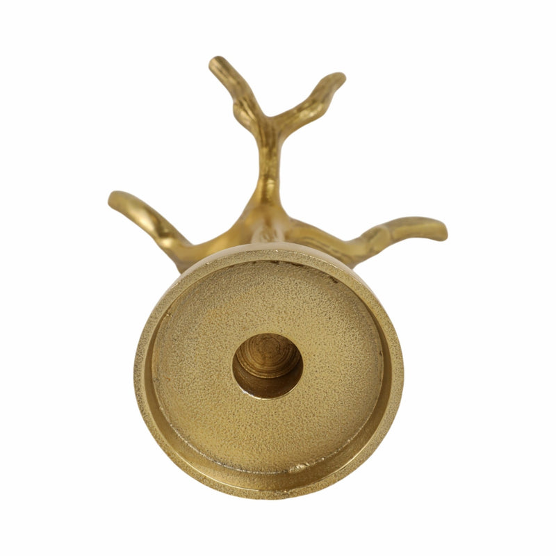 10" Roots Pillar & Taper Candle Holder, Gold - Al Rugaib Furniture