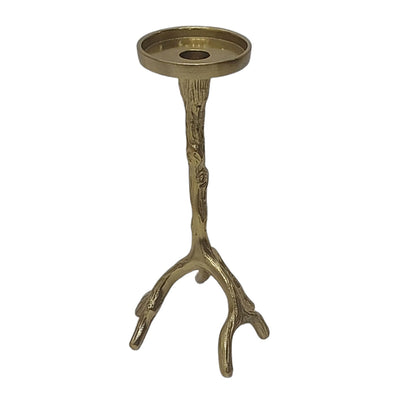10" Roots Pillar & Taper Candle Holder, Gold - Al Rugaib Furniture