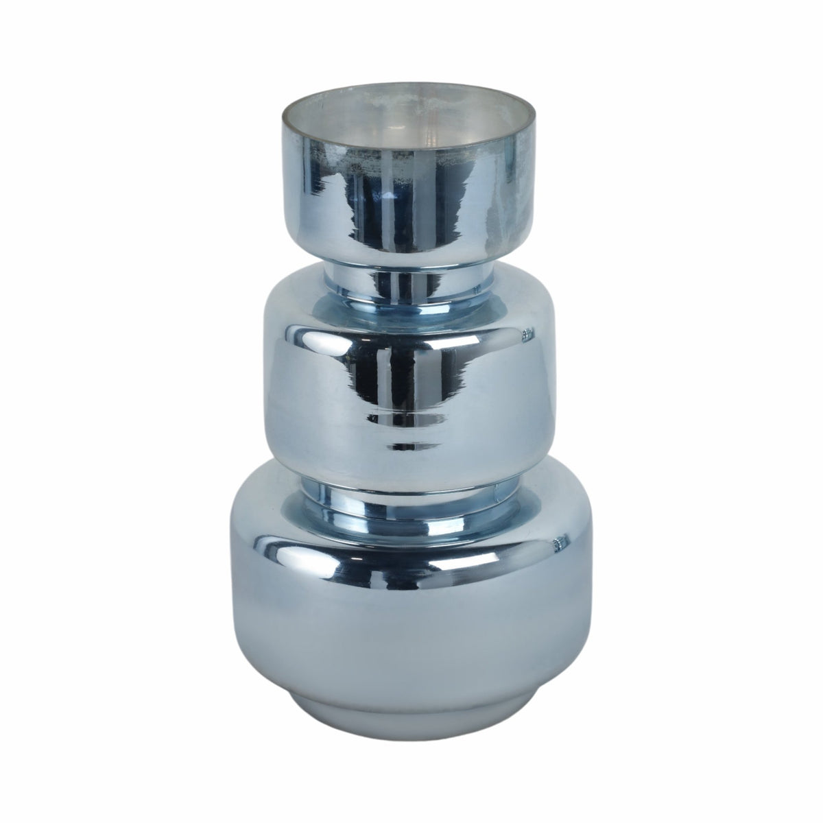 10" Stacked Cylinder Glass Vase, Blue Silver Vases and Jars| Sagebrook Home