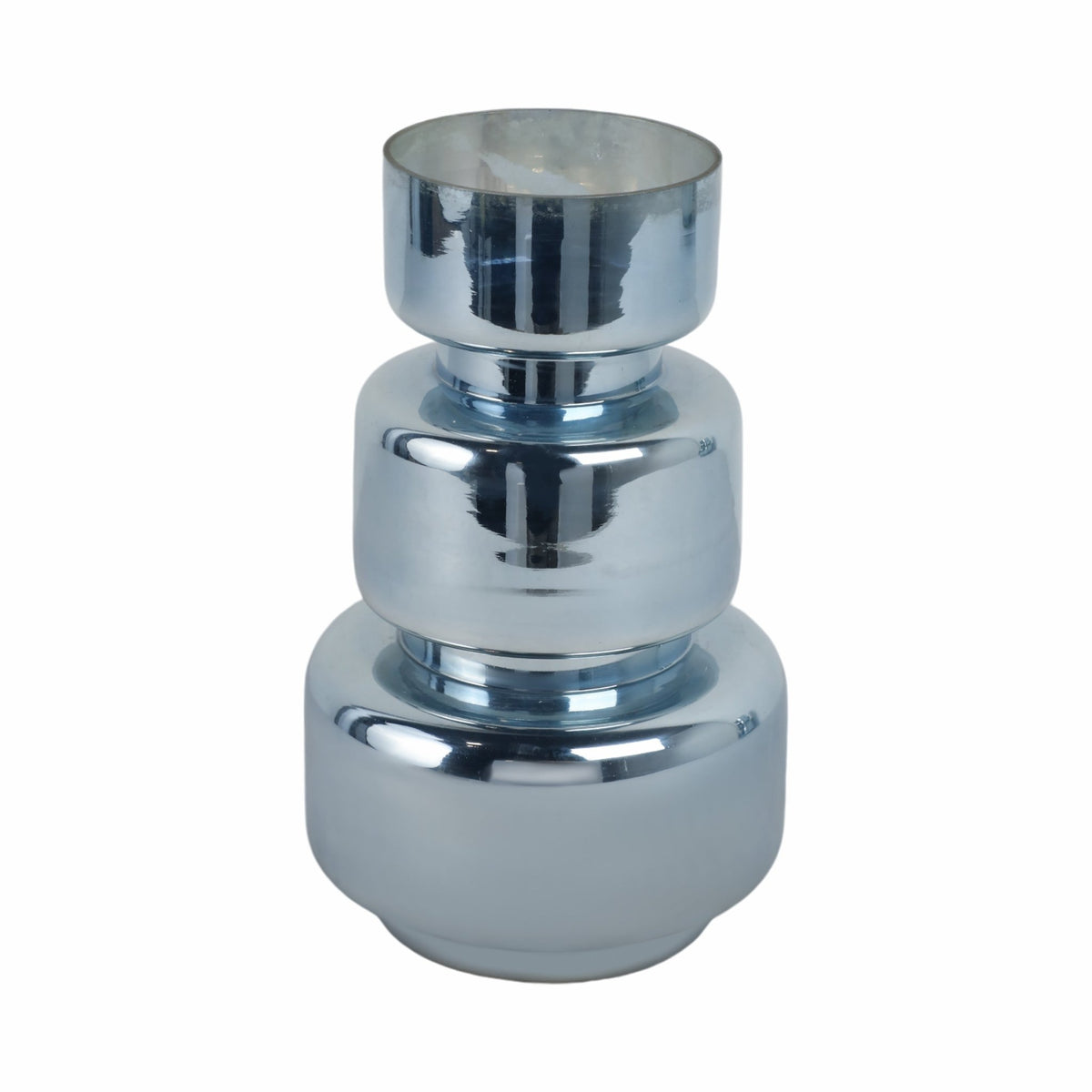 10" Stacked Cylinder Glass Vase, Blue Silver Vases and Jars| Sagebrook Home