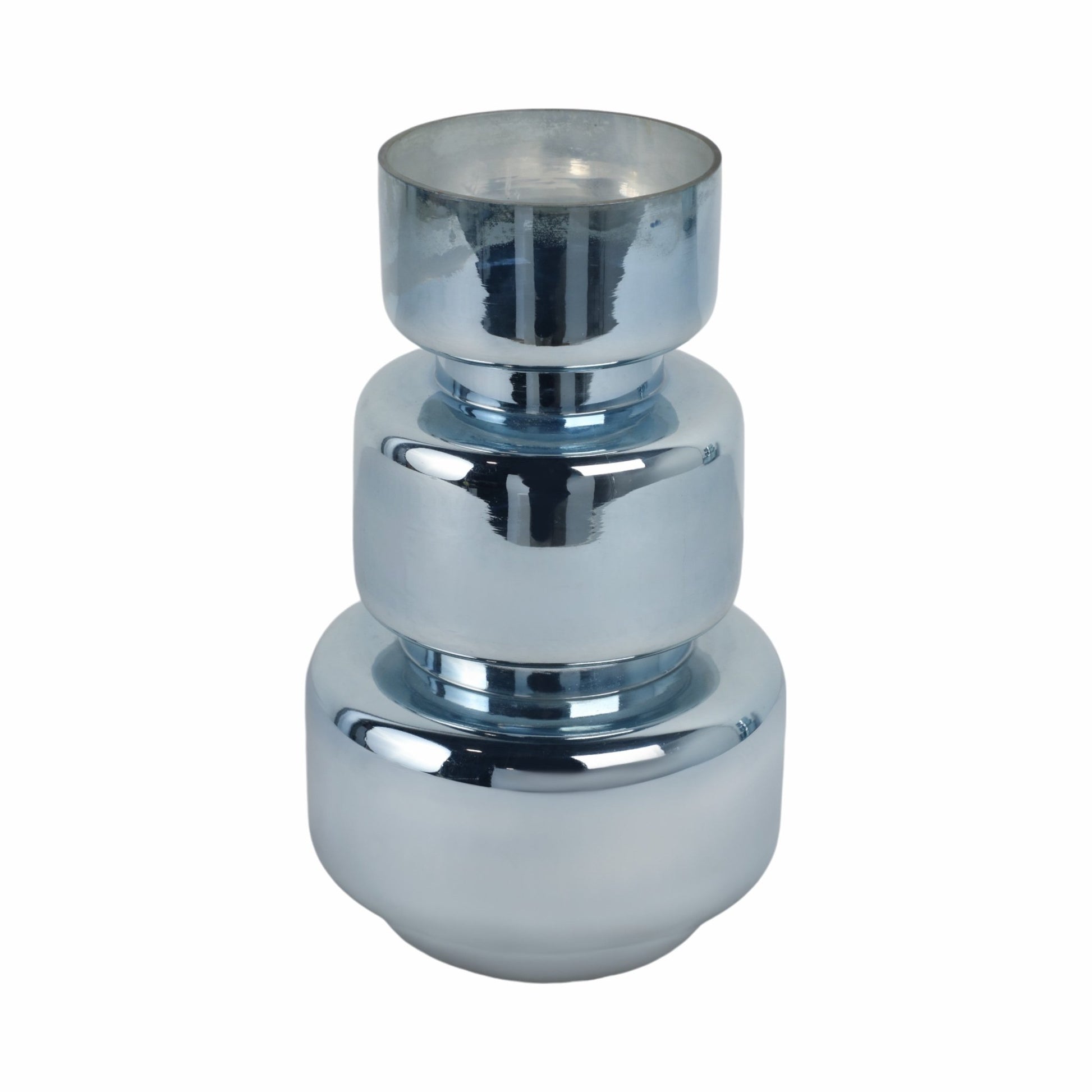 10" Stacked Cylinder Glass Vase, Blue Silver Vases and Jars| Sagebrook Home