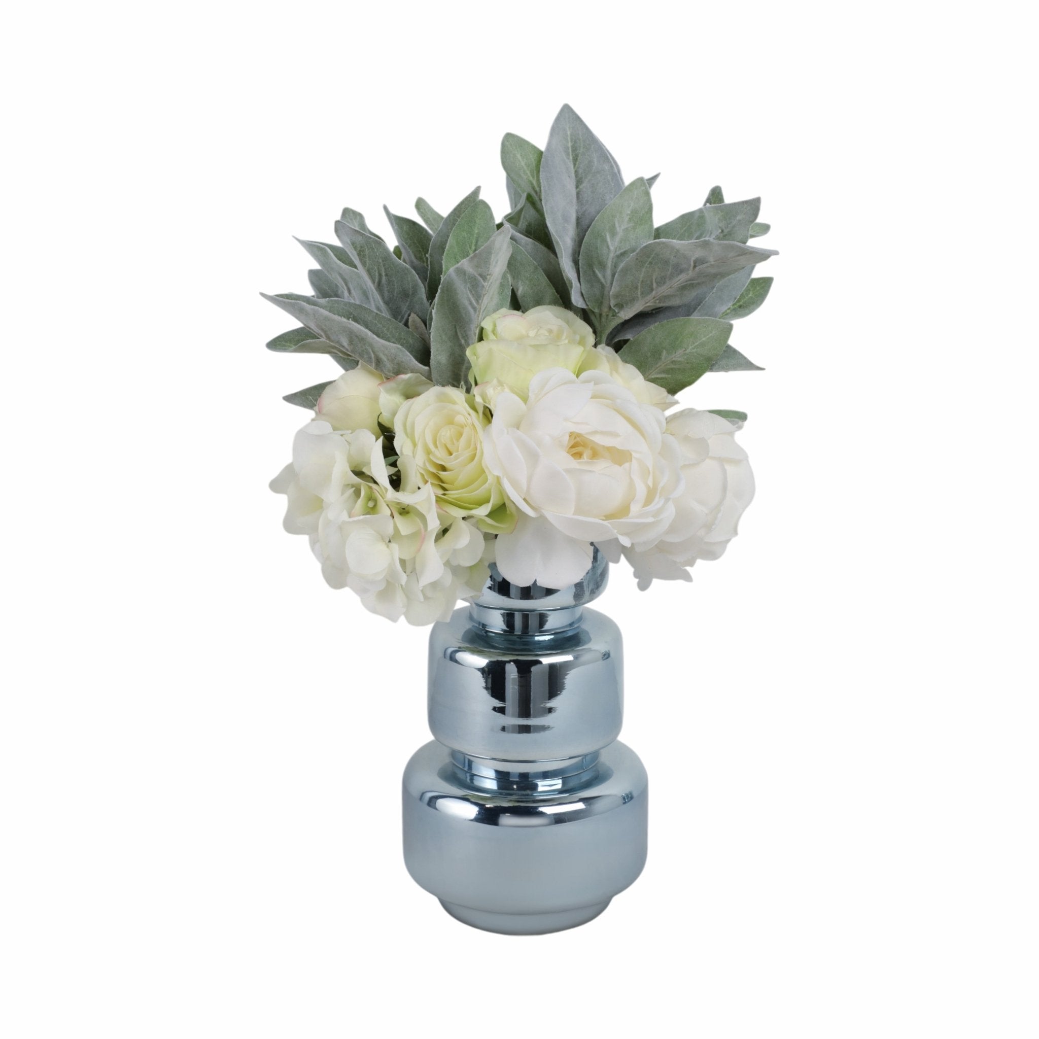 10" Stacked Cylinder Glass Vase, Blue Silver Vases and Jars| Sagebrook Home