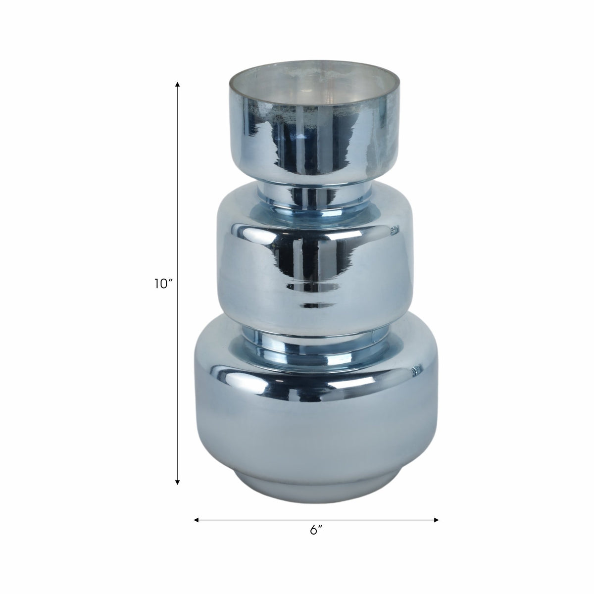 10" Stacked Cylinder Glass Vase, Blue Silver Vases and Jars| Sagebrook Home