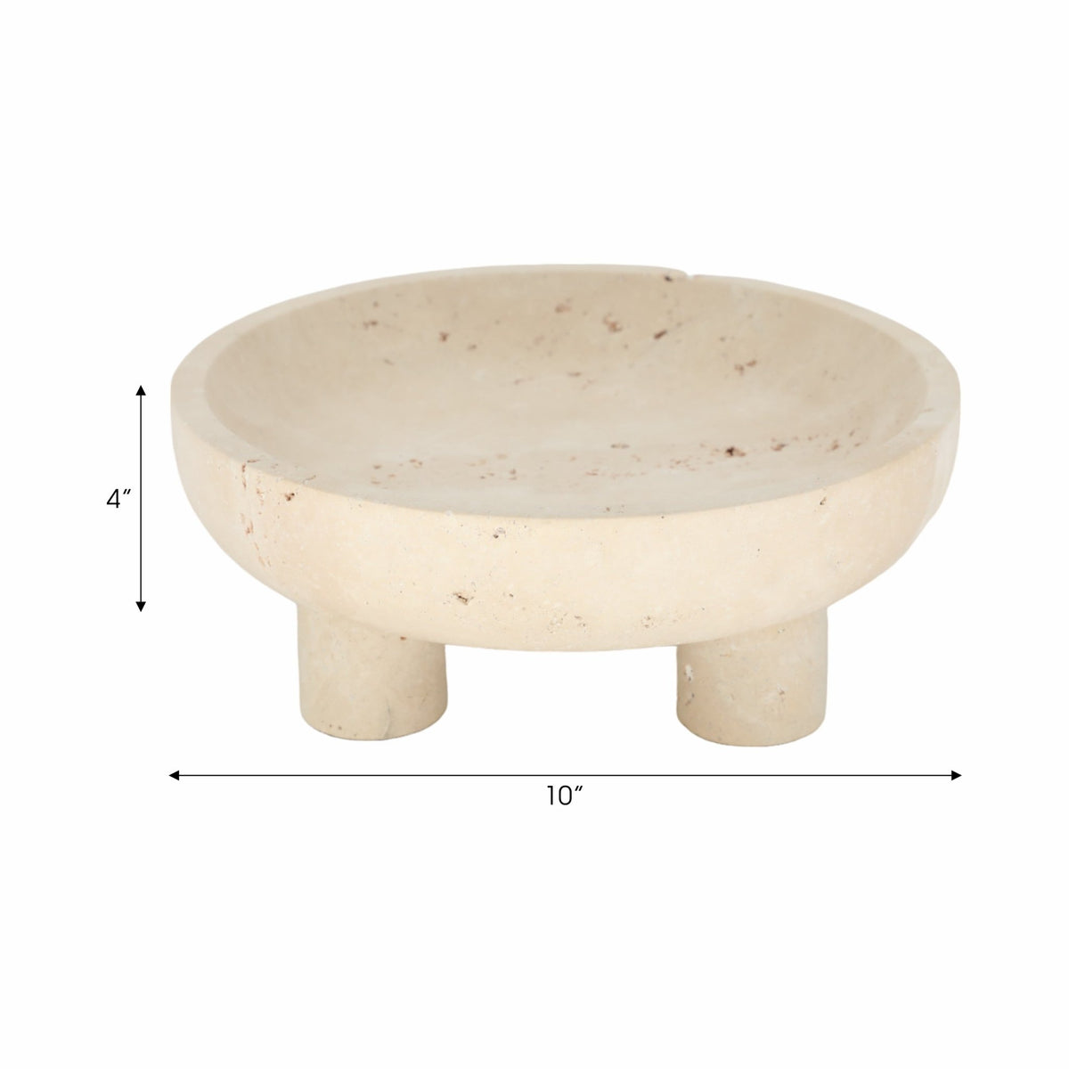 10" TRAVERTINE FOOTED BOWL, TAN Table Decors| Sagebrook Home