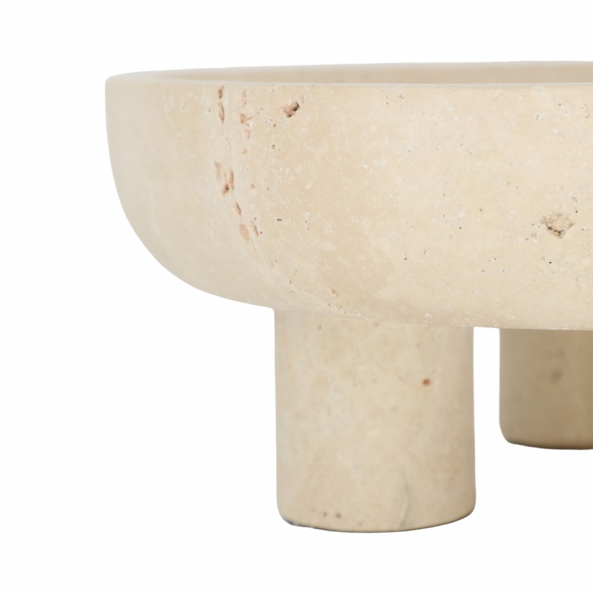 10" TRAVERTINE FOOTED BOWL, TAN Table Decors| Sagebrook Home