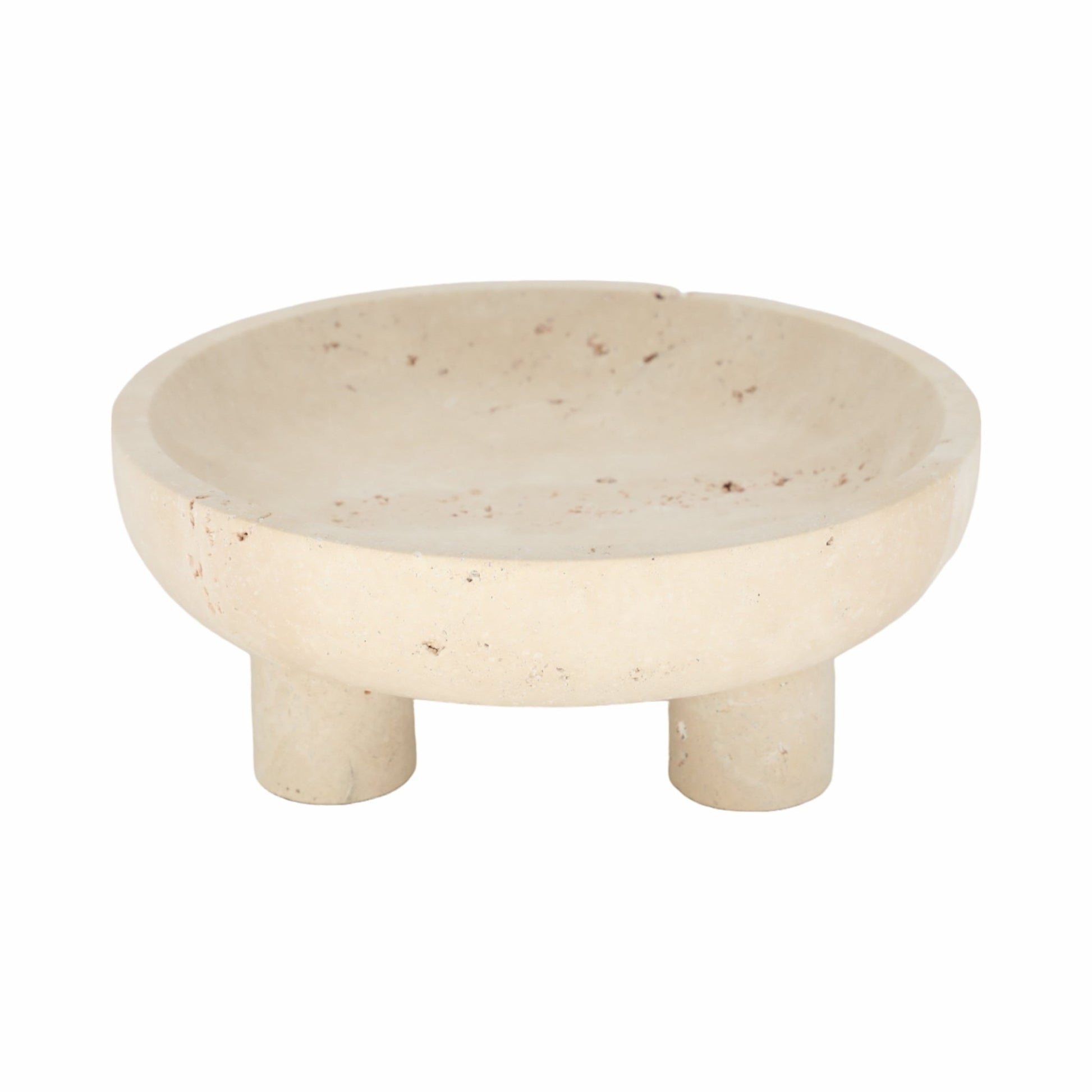 10" TRAVERTINE FOOTED BOWL, TAN Table Decors| Sagebrook Home