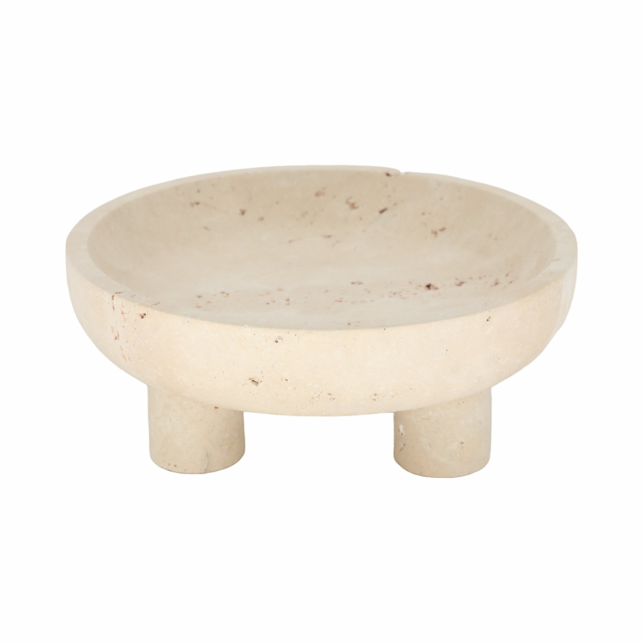 10" TRAVERTINE FOOTED BOWL, TAN Table Decors| Sagebrook Home