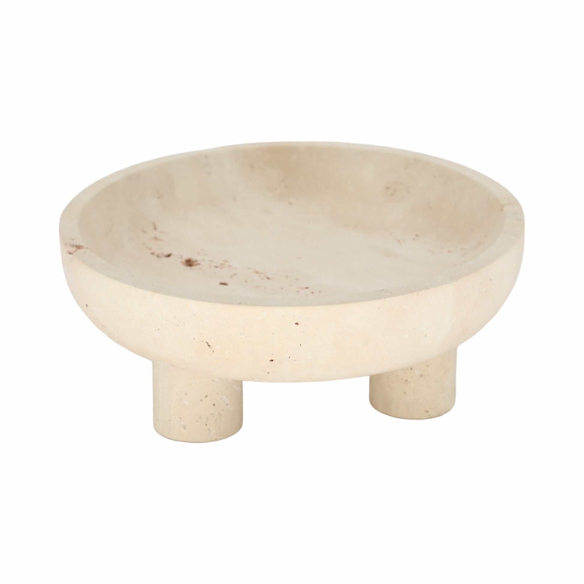 10" TRAVERTINE FOOTED BOWL, TAN Table Decors| Sagebrook Home