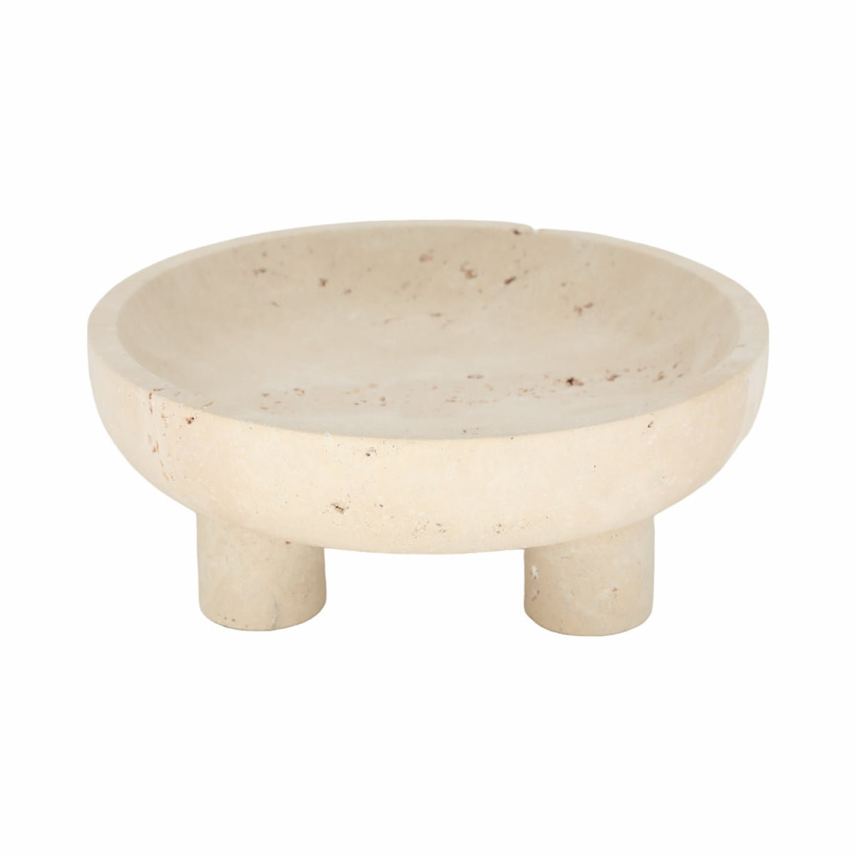 10" TRAVERTINE FOOTED BOWL, TAN Table Decors| Sagebrook Home