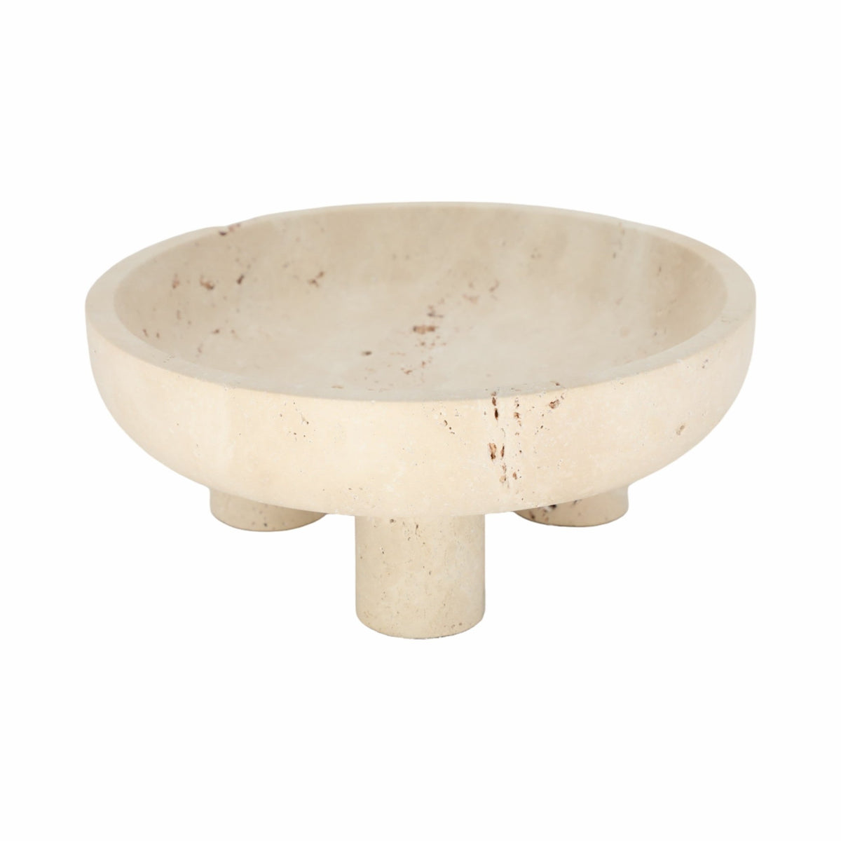 10" TRAVERTINE FOOTED BOWL, TAN Table Decors| Sagebrook Home