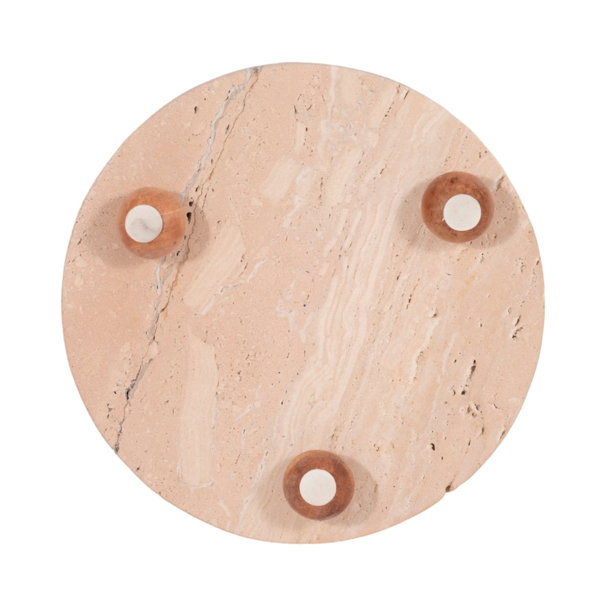 10" Travertine Tray On Wood Ball Feet, Tan Table Decors| Sagebrook Home