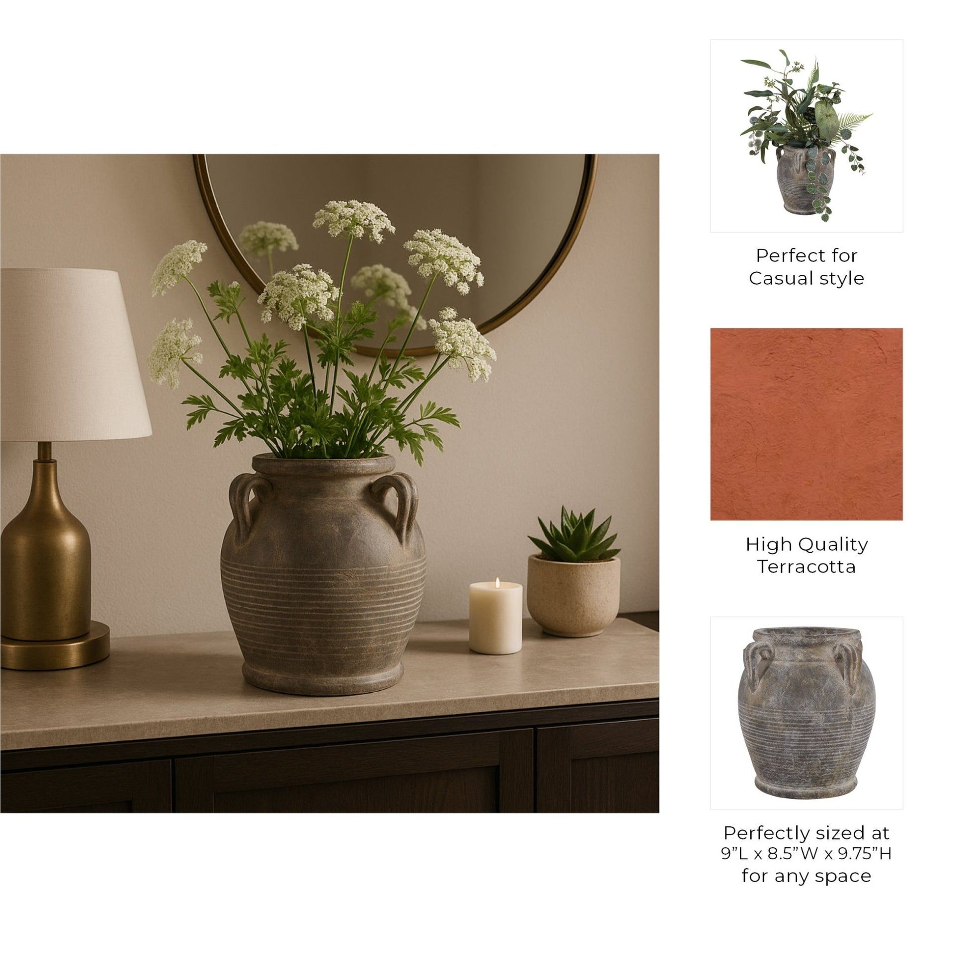 10" Vase With Handles, Brown Vases and Jars| Sagebrook Home