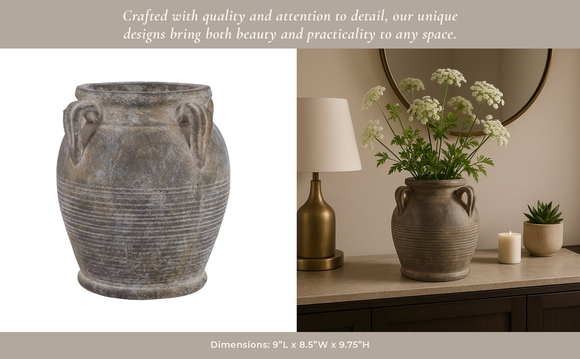 10" Vase With Handles, Brown Vases and Jars| Sagebrook Home