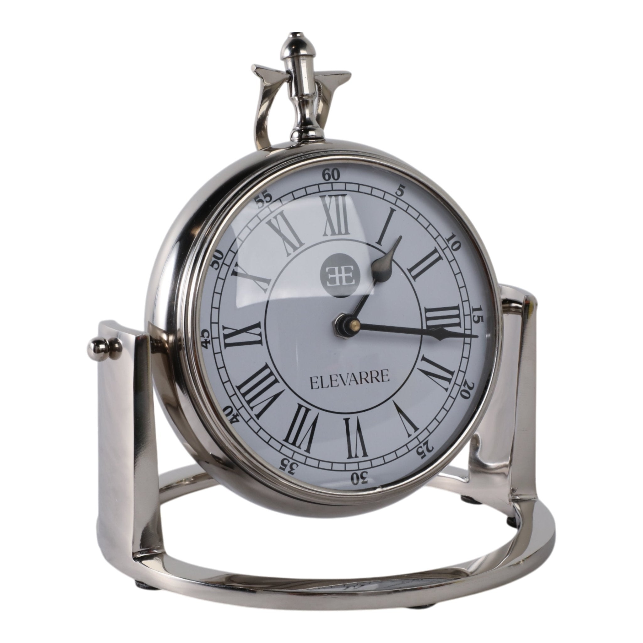 10" Veridian Silver Aluminum Desk Clock Table Decors| Sagebrook Home