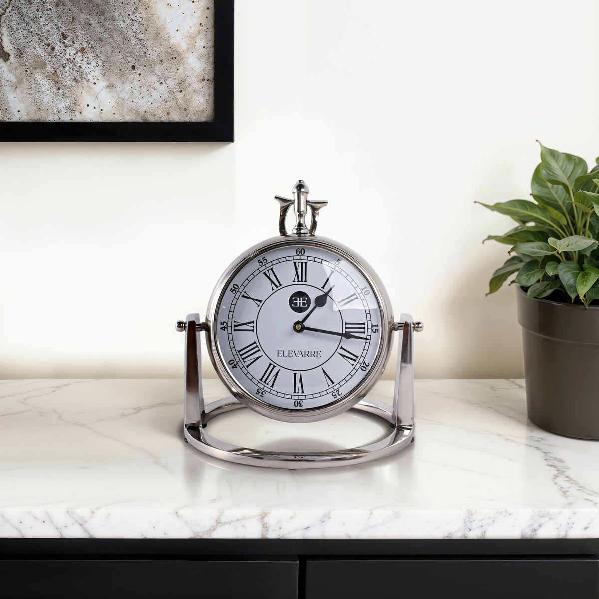 10" Veridian Silver Aluminum Desk Clock Table Decors| Sagebrook Home