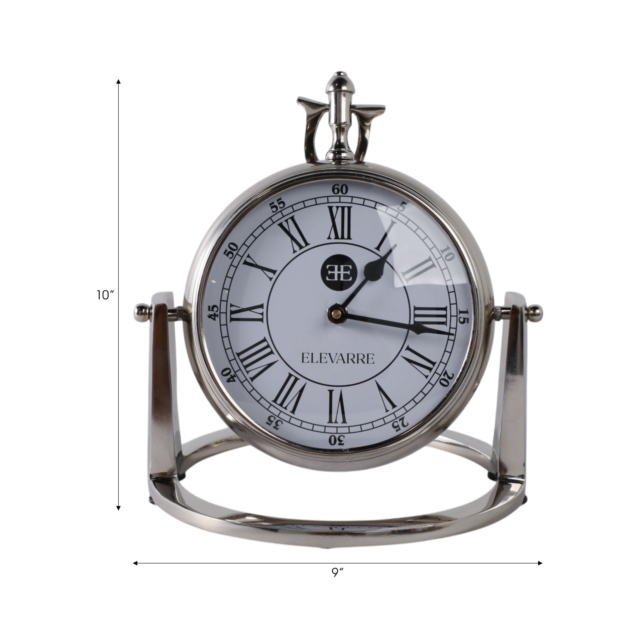 10" Veridian Silver Aluminum Desk Clock Table Decors| Sagebrook Home