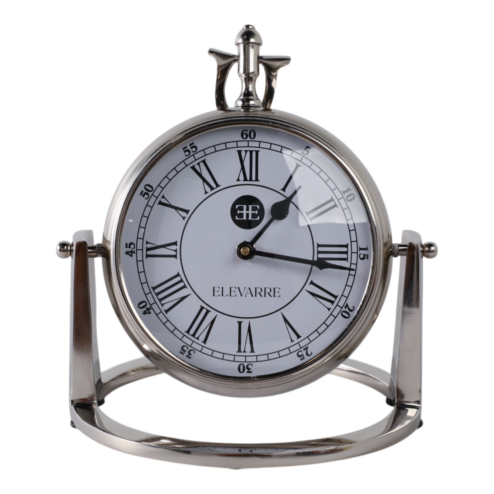 10" Veridian Silver Aluminum Desk Clock Table Decors| Sagebrook Home