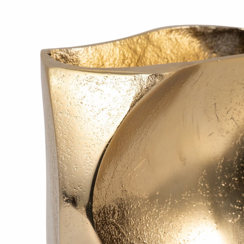 10" Warner Pinched Metal Vase, Gold - Al Rugaib Furniture