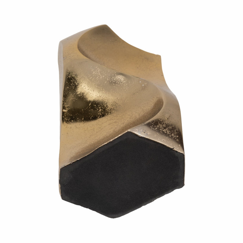 10" Warner Pinched Metal Vase, Gold - Al Rugaib Furniture