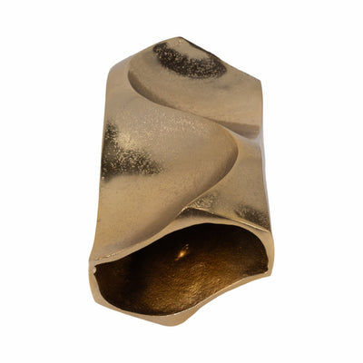 10" Warner Pinched Metal Vase, Gold - Al Rugaib Furniture