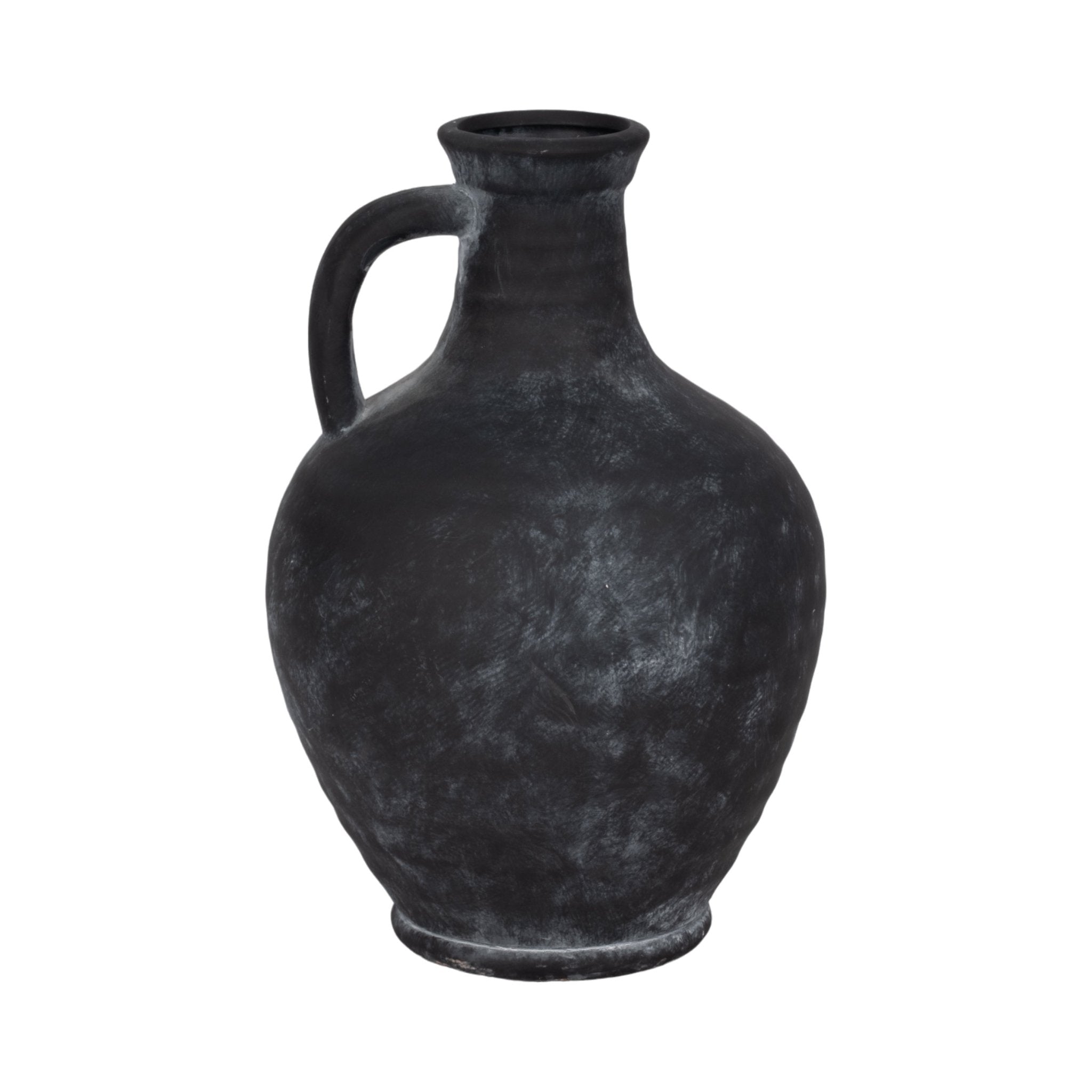 10" Weathered Terracotta Jug With Handle, Black Vases and Jars| Sagebrook Home