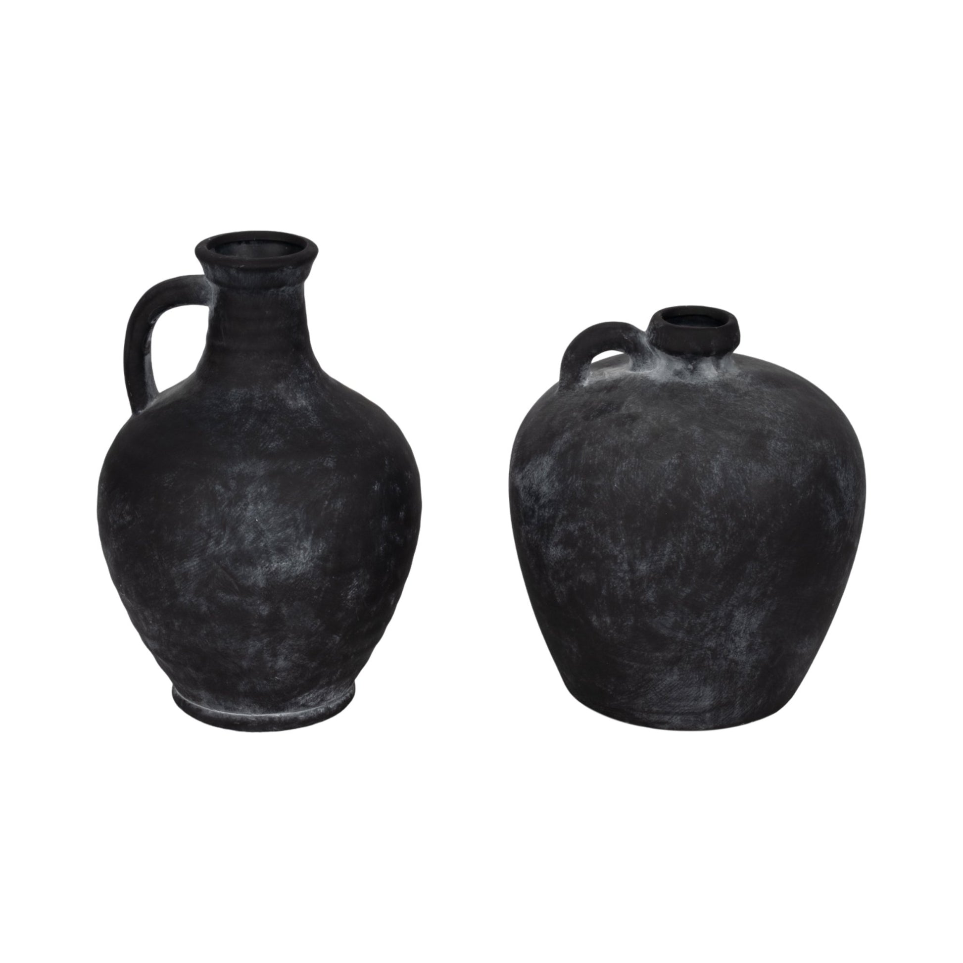 10" Weathered Terracotta Jug With Handle, Black Vases and Jars| Sagebrook Home