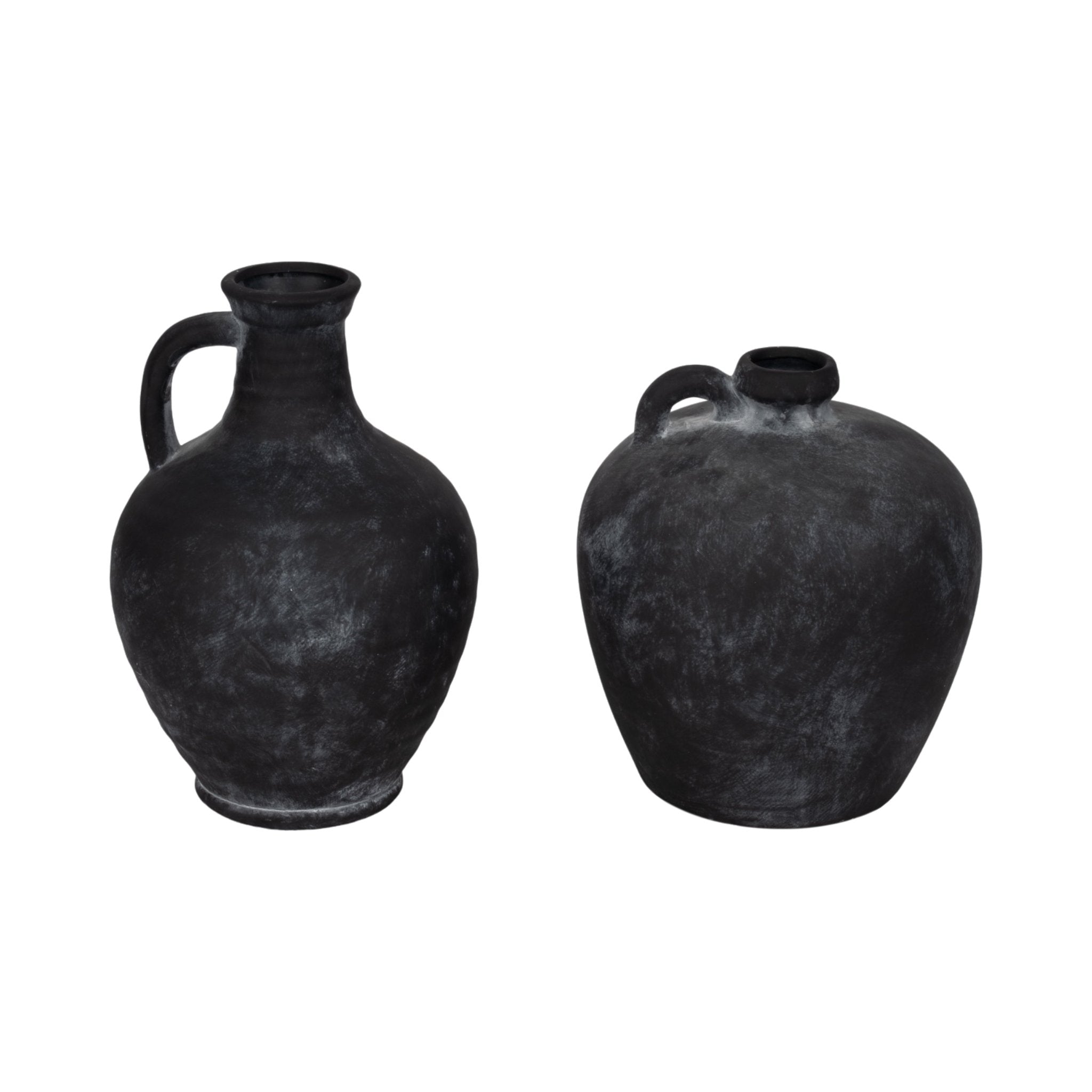 10" Weathered Terracotta Jug With Handle, Black Vases and Jars| Sagebrook Home