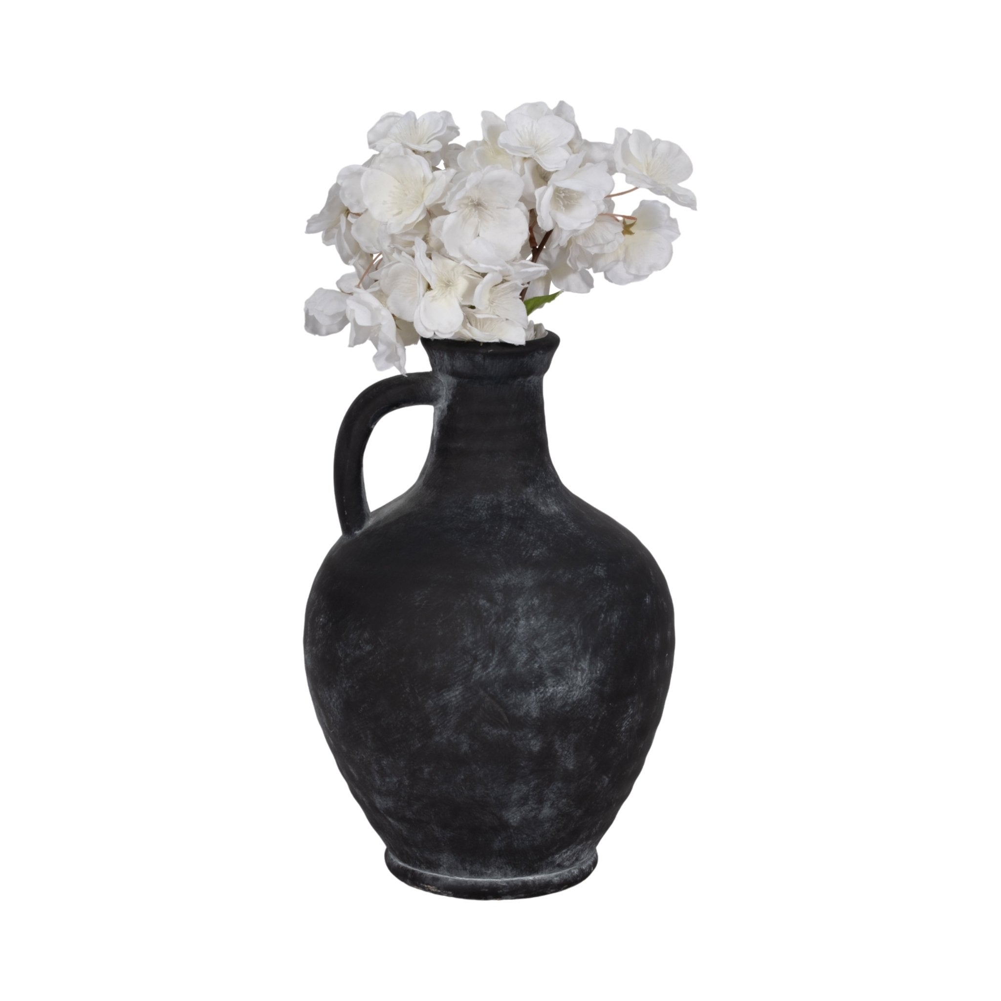 10" Weathered Terracotta Jug With Handle, Black Vases and Jars| Sagebrook Home