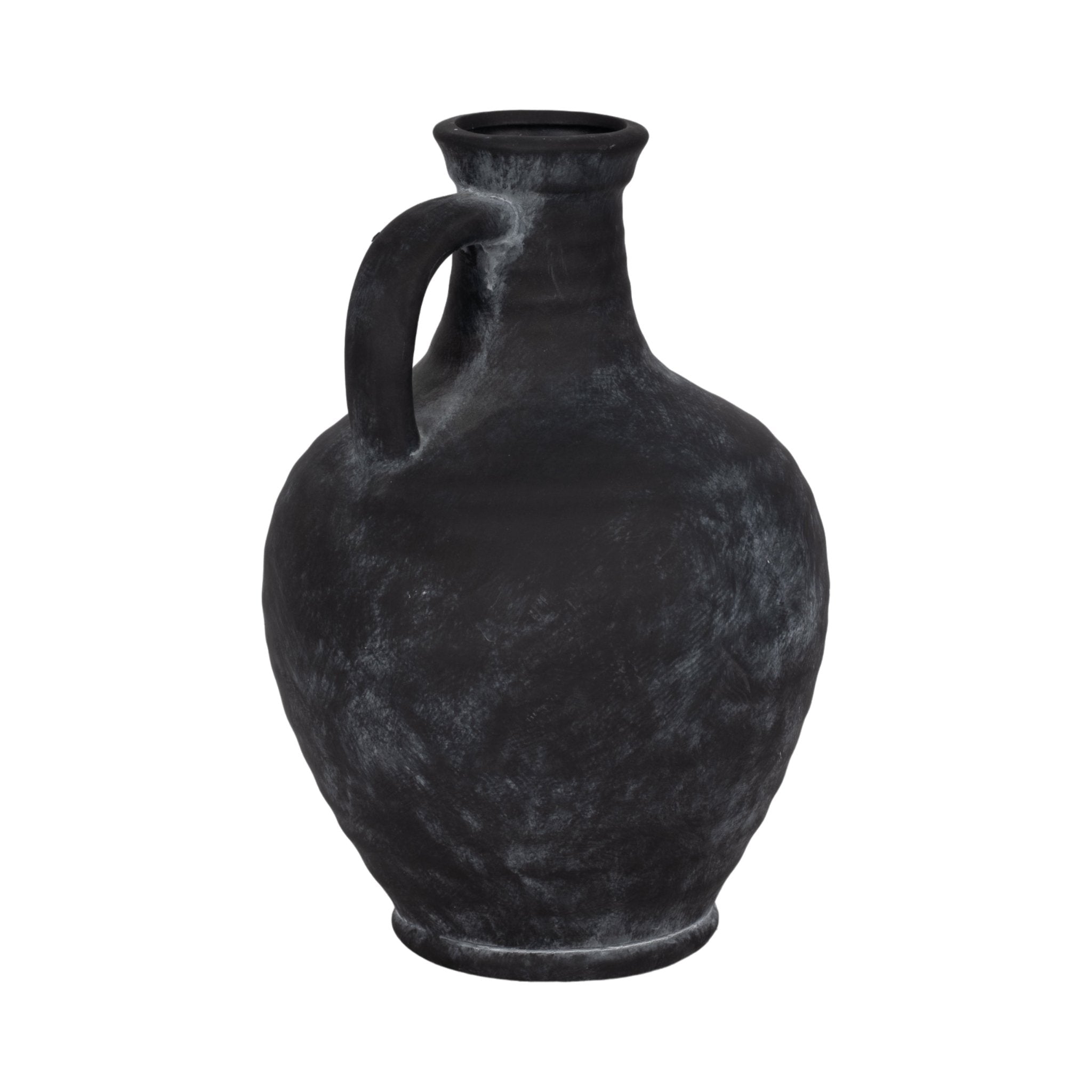 10" Weathered Terracotta Jug With Handle, Black Vases and Jars| Sagebrook Home