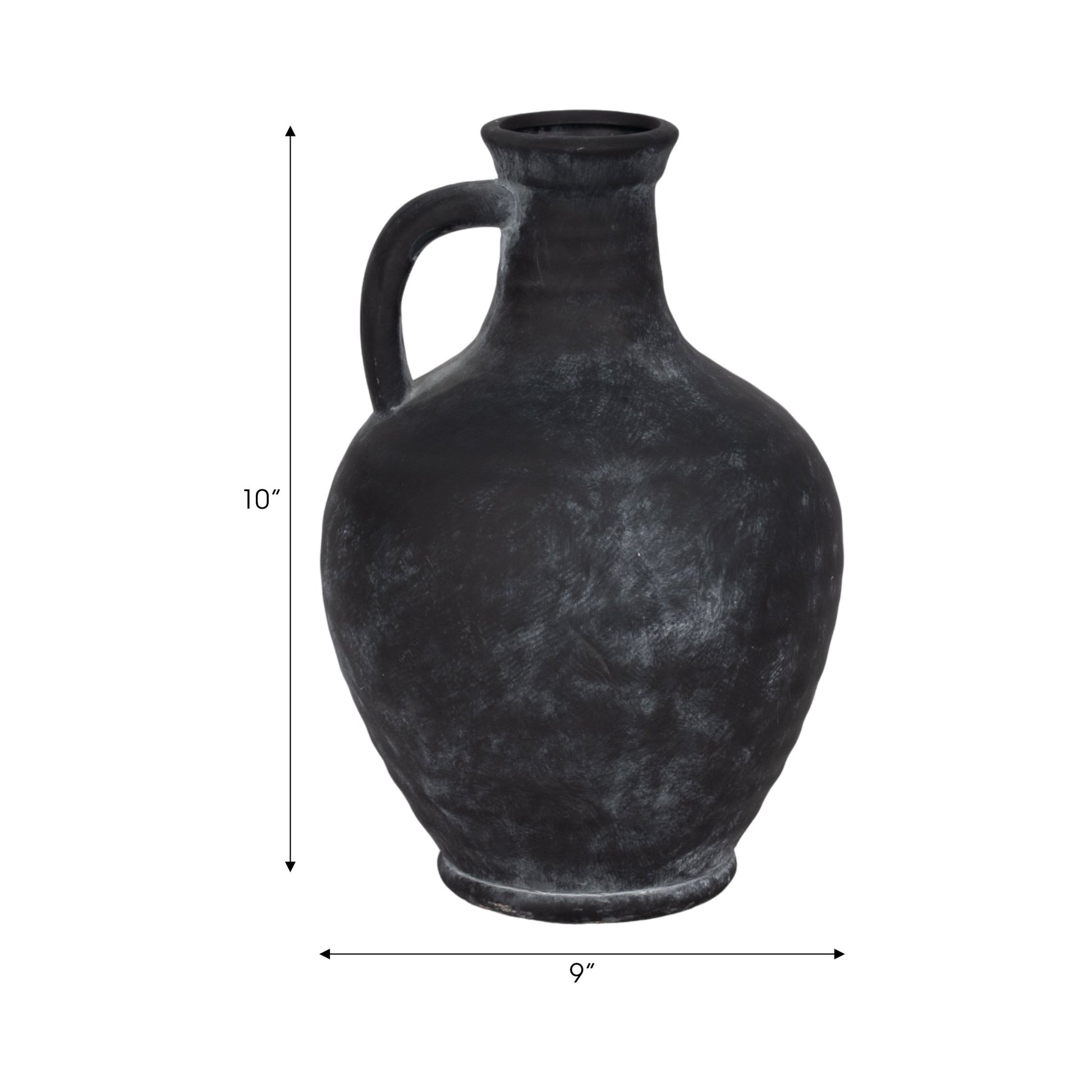 10" Weathered Terracotta Jug With Handle, Black Vases and Jars| Sagebrook Home