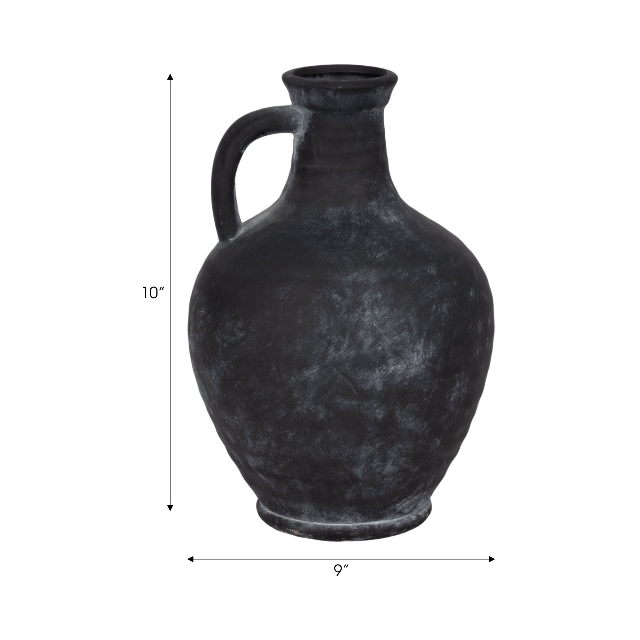 10" Weathered Terracotta Jug With Handle, Black Vases and Jars| Sagebrook Home
