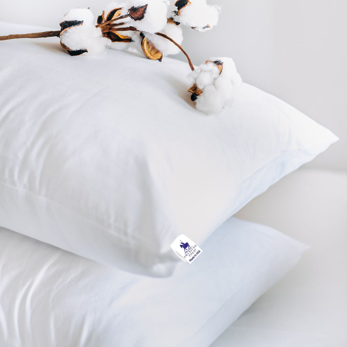 Cotton Bed Pillow with Microfiber Filling - American Polo 75×50×25