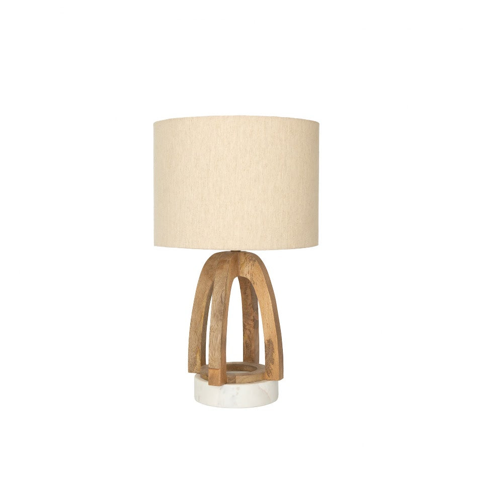 Valen Wood & Marble Table Lamp - 41cm