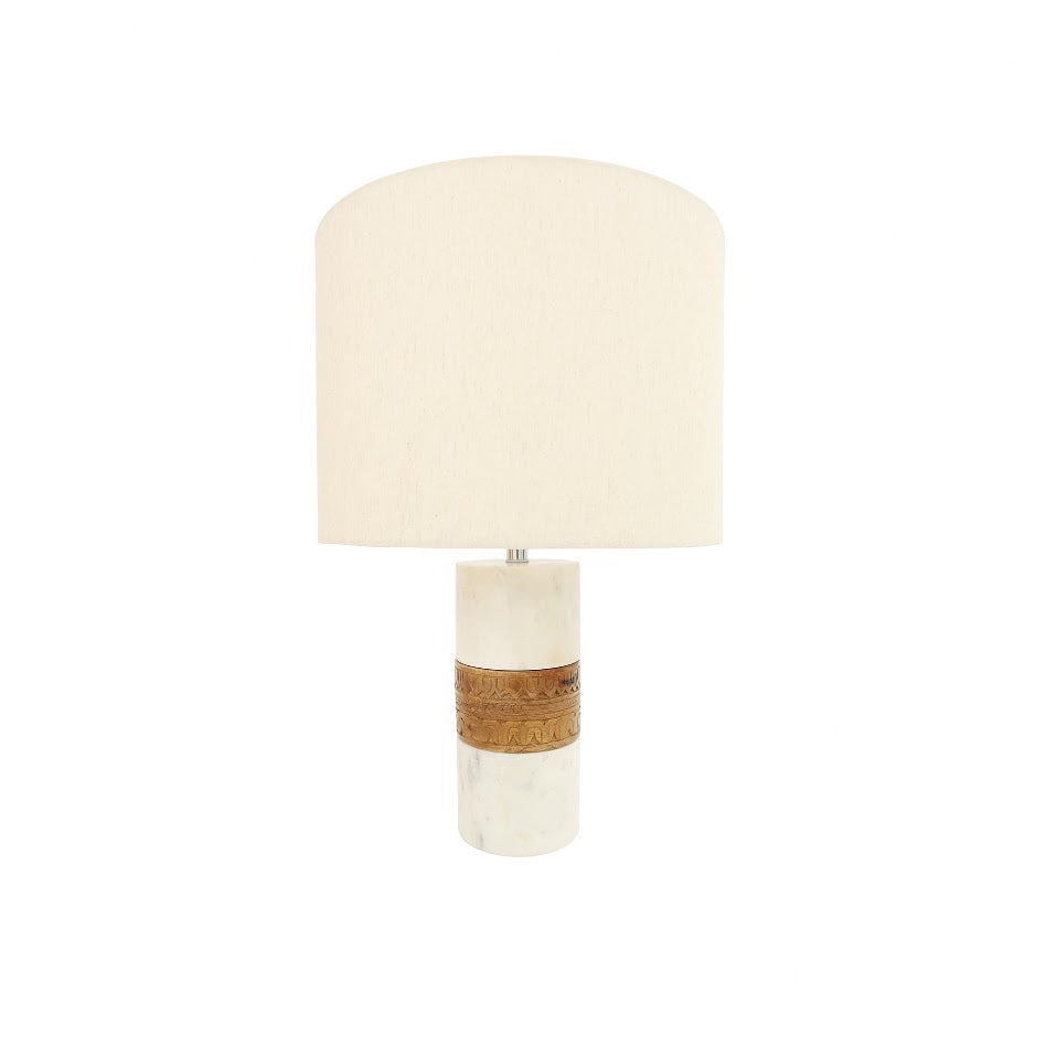 Talora Wood & Marble Table Lamp - 33cm