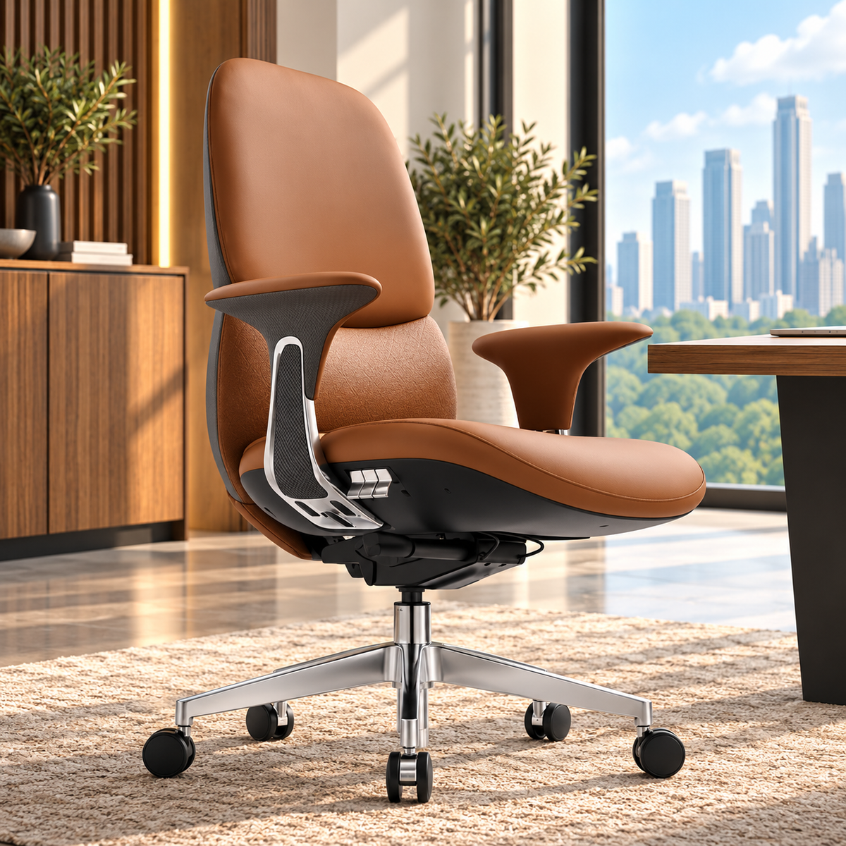 Medium back chair - Wood Color