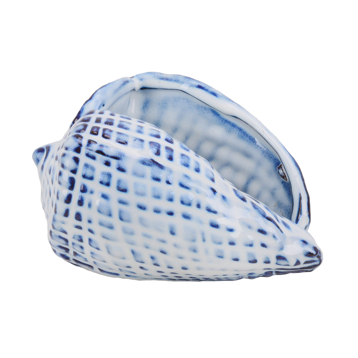 BLUE CERAMIC SEASHELL, CONE