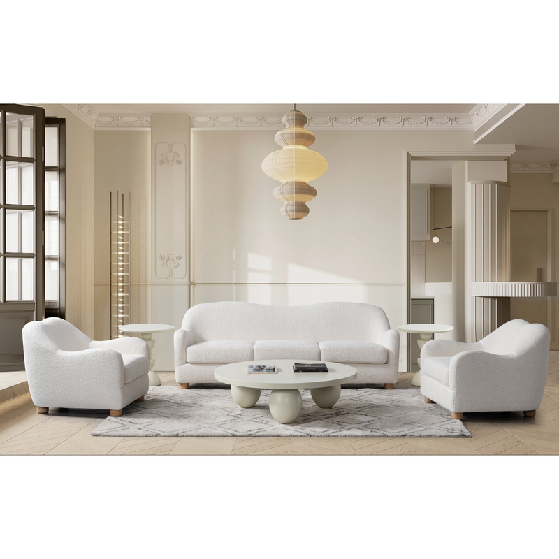 Bali Cream Bouclé Living Room Set (2 Accent Chairs)